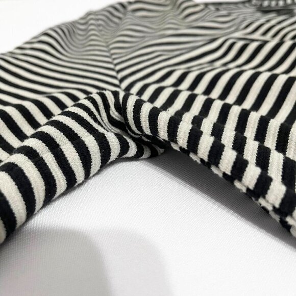 J JILL BLACK WEAREVER WHITE STRIPED STRETCH KNIT LONG CARDIGAN - L - Picture 7 of 10